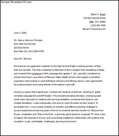 When writing a cover letter, be sure to reference i have been a classroom teacher for the past 10 years in various capacities and grade levels. English Teacher Cover Letter Word Format Template Free ...
