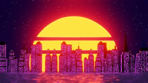 Retro City At Sunset Stock Motion Graphics Motion Array