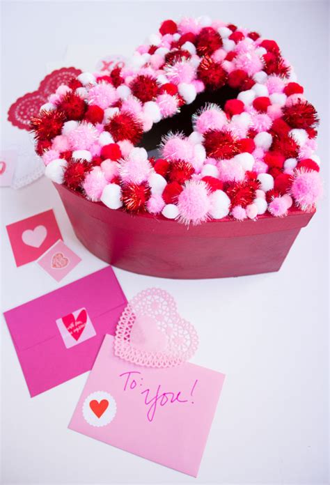 See more ideas about valentine box, valentine day boxes, valentine card box. DIY Pom-Pom Valentines Box | Design Improvised