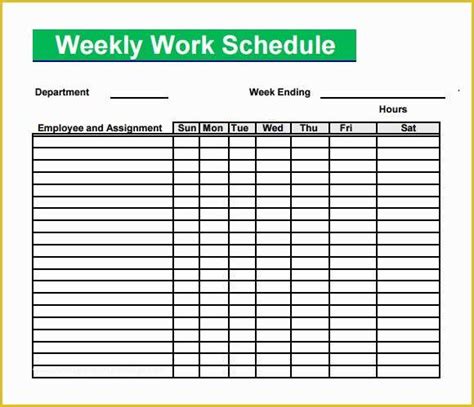 Free Weekly Work Schedule Template Of Blank Schedule Template 6