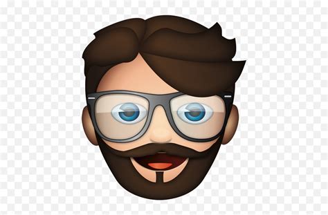 Bearded Man With Glasses Smiling Beard Long Hair Man Emoji Short