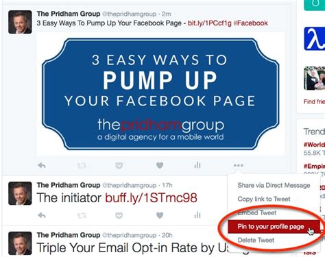are you using pinned tweets the pridham group saint john nb