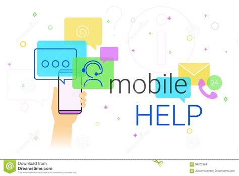 Mobile Help And Online Support On Smartphone Concept Illustration Stock ...