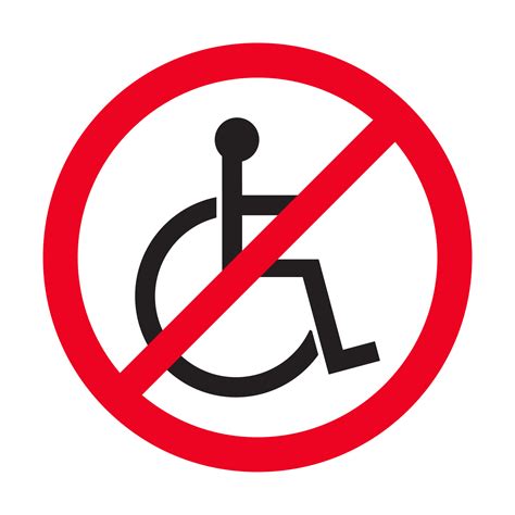 No Disabled People Flat Symbol Vector Icon Forbidden Sign Isolated On