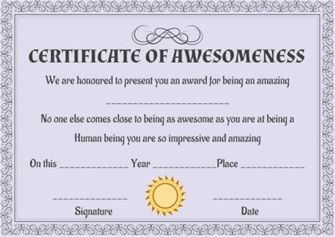 Certificate Of Awesomeness 10 Stunning Templates Completely