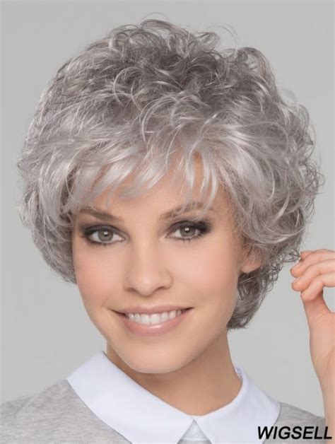 Inch Short Top Lace Front Curly Grey Wigs