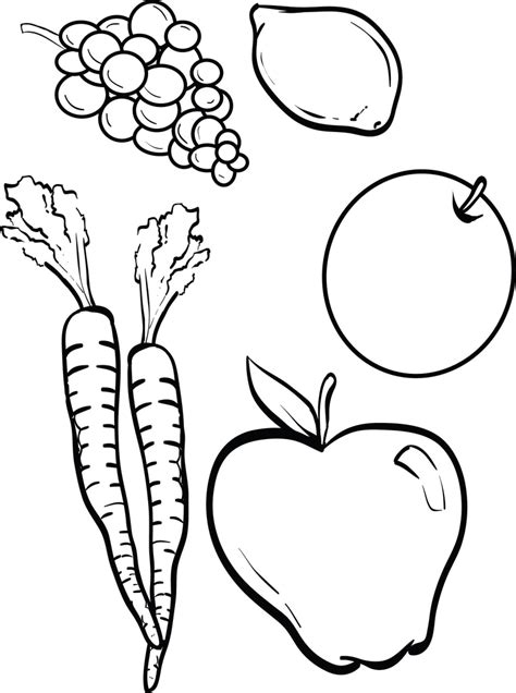 printable fruits  vegetables coloring page  kids supplyme