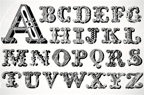 Victorian Woodcut Alphabet Font Digital Collage By Boxesbybrkr