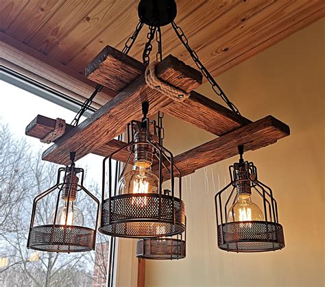 Rustic farmhouse tin can christmas craft. Rustic Light Fixture - Hanging Light - Rustic Lighting ...