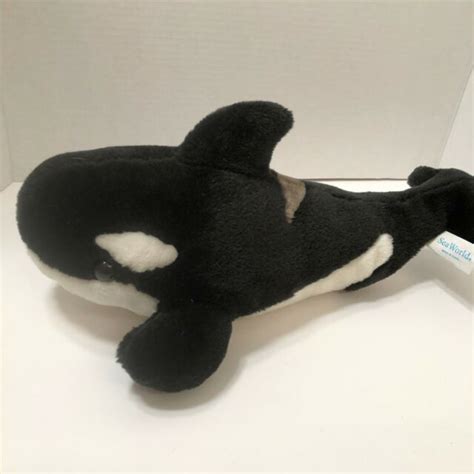 Sea World Shamu Killer Whale Plush Orca Black White And Gray 16 Disney