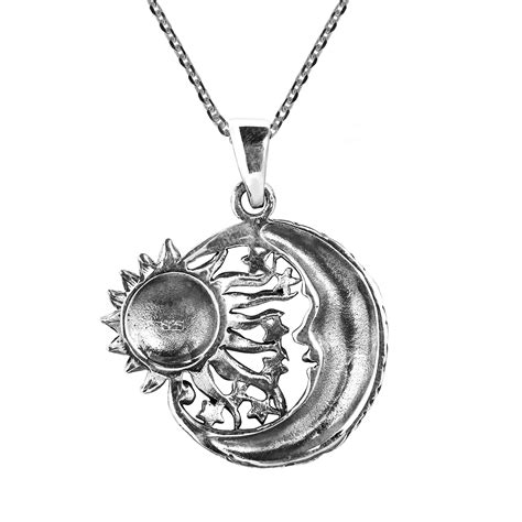 Celestial Embrace Sun Moon and Star Sterling Silver Necklace | eBay