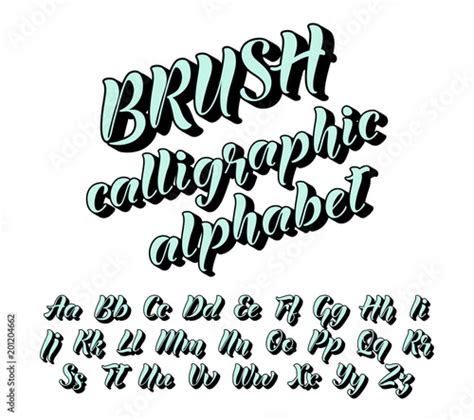 Calligraphic Brush Alphabet Letters With Shadow For Poster Headline