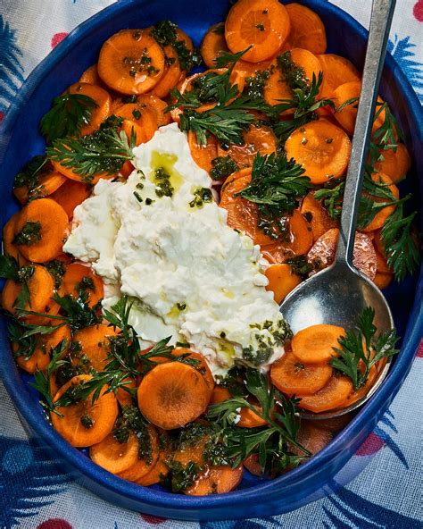 Carrot Salad With Whipped Feta And Carrot Greens Sauce Wsj Recipes