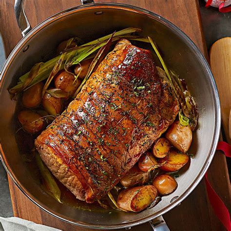 Place the potatoes and asparagus on either side of the pork and spread the remaining glaze mixture on them. Roast Pork Loin with New Potatoes | Williams-Sonoma Taste