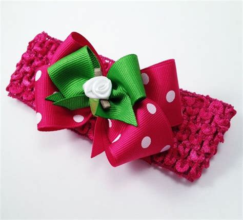 Hot Pink Polka Dot Rosebud Boutique Bow Headband By Withbowsontop 6