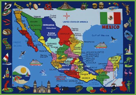Mexico States Map With Satate Cities Inside Printable Of Labeled Map