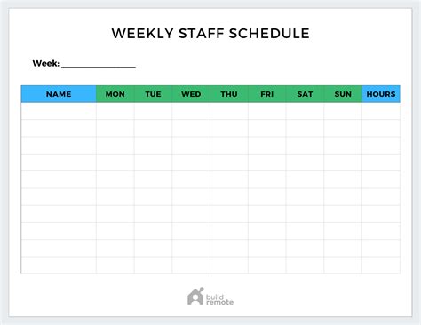 Weekly Staff Schedule Template Buildremote