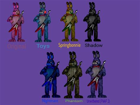 All Variations Of Bonnie By Jakesmithgg On Deviantart