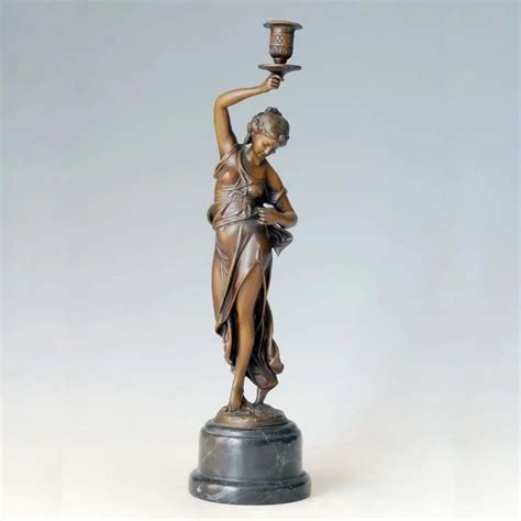 Atlie Bronzes Europe Style Classical Woman Figurine Candlestick Bronze Statue Wedding Decoration