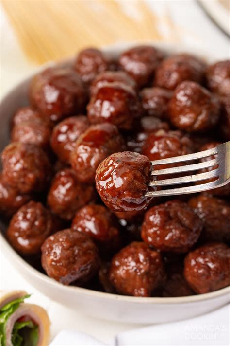 Grape Jelly Meatballs Amandas Cookin Apps And Finger Foods