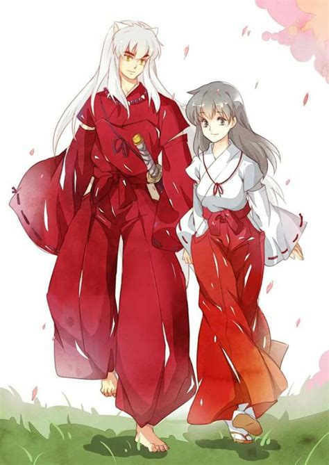 Inuyasha And Kagome Walking Together With Their Hands Holding Kagome