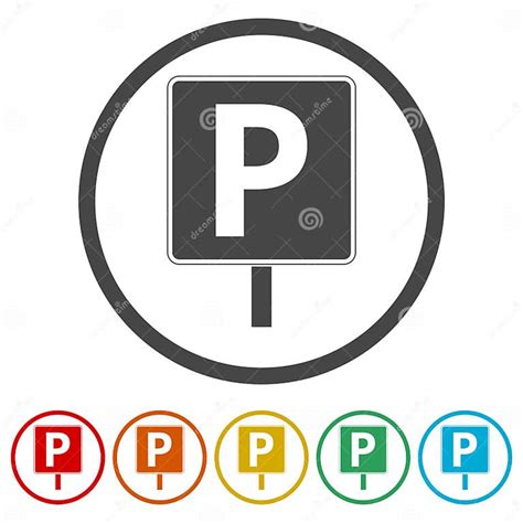 Traffic Sign Parking Icon Parking Sign 6 Colors Included Stock
