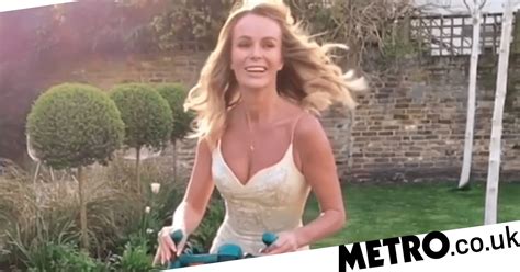 Amanda Holden Wears Her Wedding Dress To Mow The Lawn During Lockdown