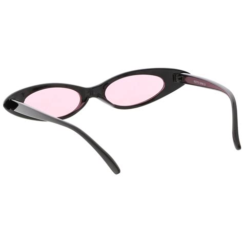 Ultra Thin Extreme Oval Sunglasses Color Tinted Lens 47mm Black Pink