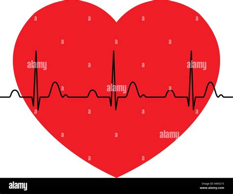 Ecg Electrocardiograma Normal Con Corazón Rojo De Fondo Ritmo
