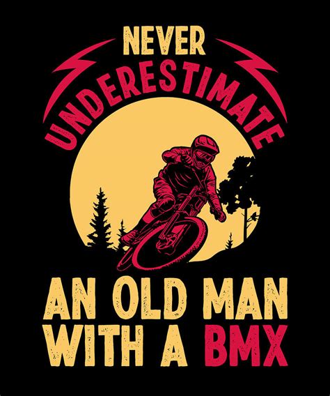 Old Man With A Bmx Bike Mountain Biking Biker Digital Art By Florian
