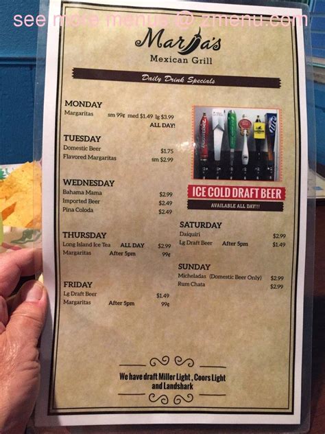 For the most accurate information, please contact the restaurant directly before visiting or ordering. Online Menu of Marias Mexican Grill Restaurant, Great Bend ...