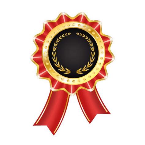Glossy Award Badge With Ribbon Vector Download