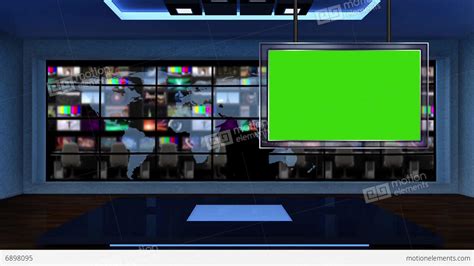 News Tv Studio Set 52 Virtual Green Screen Background Loop Stock Video