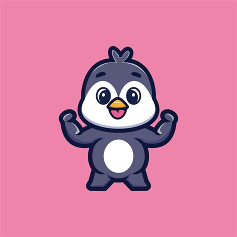 Cute Strong Penguin Cartoon Character Premium Vector 6951970 Vector Art
