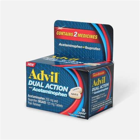 Advil Dual Action Coated Tablets Acetaminophen Ibuprofen 36 Ct
