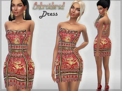 The Sims Resource Embroidered Dress