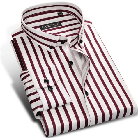 Fashion Brand Striped Shirt Men Long Sleeve Slim Fit Formal Business