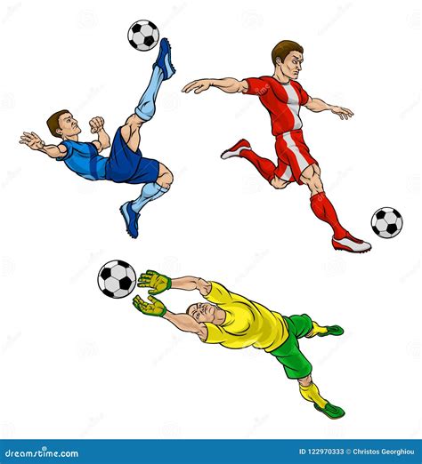 Jogadores De Futebol Do Futebol Dos Desenhos Animados Ilustração Do