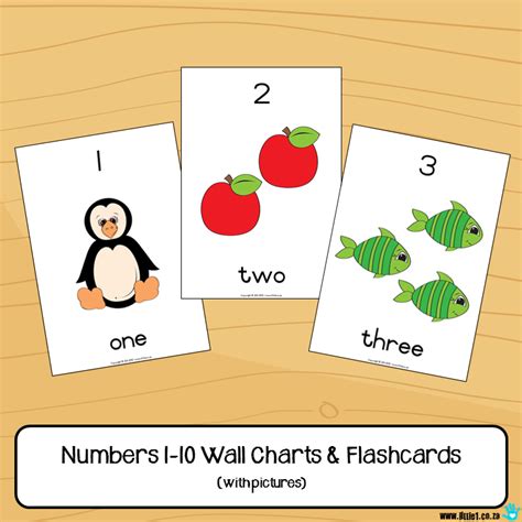 Little One Flashcards And Wall Charts Numbers 1 10 With Pictures