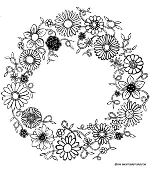 Illustratie afbeelding foto achtergrond vector. Winter Flower Wreath Coloring Sheet | Coloring pages ...