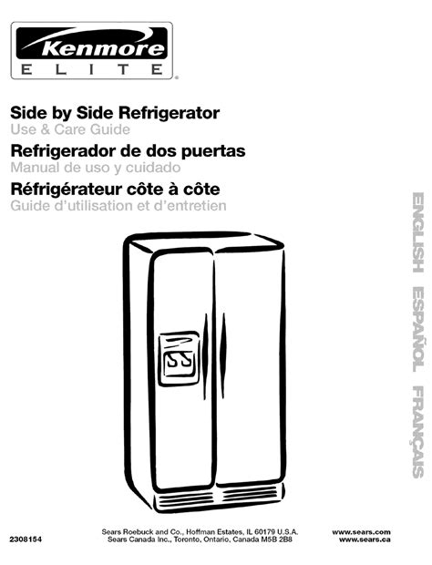 Kenmore Elite Side By Side Refrigerator Use And Care Manual Pdf Download