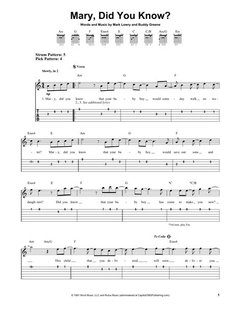 Download the official licensed arrangements of all your favorite christmas tunes! Mary, Did You Know? Sheet Music | Mark Lowry | Easy Guitar Tab