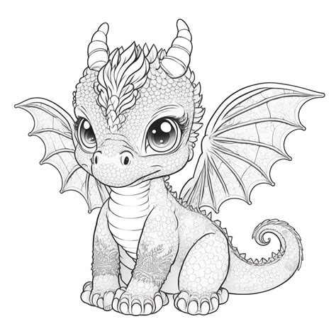 Cute Cartoon Dragon Coloring Pages