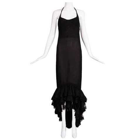 Vintage Pierre Balmain Haute Couture Black Silk Chiffon Evening Gown No