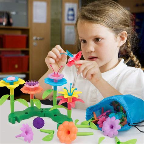 Flower Garden Building Toys Bouquet Stacking Sets For 3 7 Year Old Girls Stem Educational