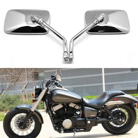 Motorcycle Rectangular Rear View Side Mirrors Chrome For Honda Shadow 750 10mm Ebay