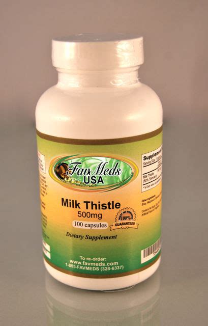 Milk Thistle 500 Mg Blood Liver Bladder Aid 100 Capsules