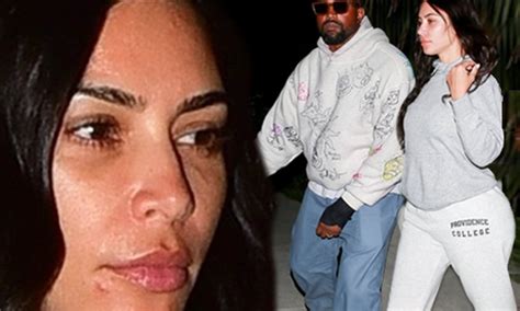 Kim Kardashian Is Unrecognizable Makeup Free In Baggy Sweats For Dinner With Kanye West Kim