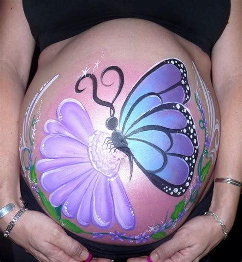 Pregnant Belly Painting Spritely Designs Gorgeous Butterfly Pregnant