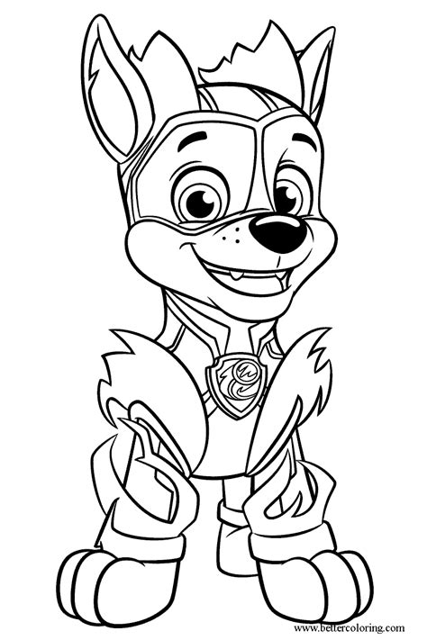 Paw Patrol Mighty Pups Chase Coloring Page Printable Coloring Home